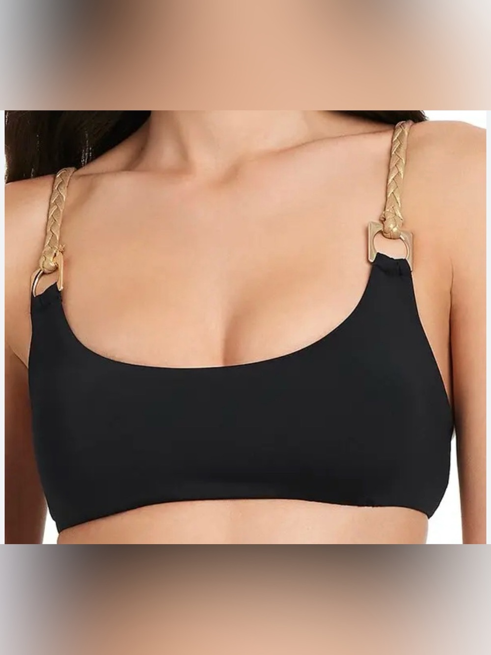 Red Carter Women's Deep Scoop-Neck Braid-Strap Bikini Top